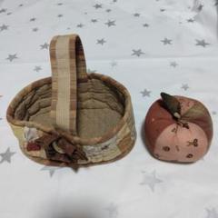 パッチワーク　かごとリンゴ　ハンドメイド　赤ずきんちゃん