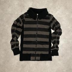 00's ブラック グレー ストライプ ジャケット 個性派 フリル袖 デザイン