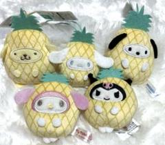 サンリオキャラクターズ　フルーツきぐるみマスコット　パイナップル　5体セット