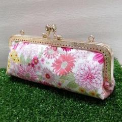 ハンドメイド がま口ポーチ·ペンケース フラワーガーデン