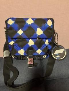 シャネルCHANELナイロン×レザー美品ブルーチェック極美品ショルダーバッグ