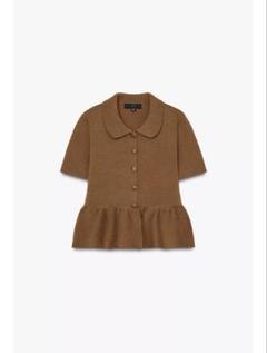 ZARA ニットペプラムカーディガン ザラ 半袖 美品 キャラメル ニット ペプラム カーディガン - メルカリ