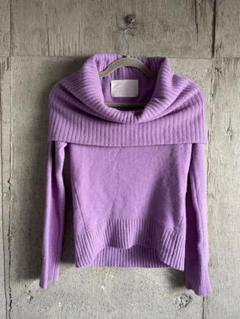 マイラン　カシミア　ニット Cashmere High Neck Border Knit Top | Sky / Green – MYLAN
