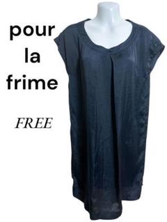 pour la frime ノースリーブチュニック ネイビー FREEサイズ