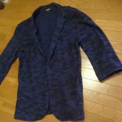メンズ用カーディガン 七分袖 青/黒