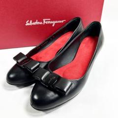 【訳アリ美品】 フェラガモ 22.5㎝ 5 オールブラック パンプス ヴァラ Salvatore Ferragamo(サルヴァトーレフェラガモ) パンプス