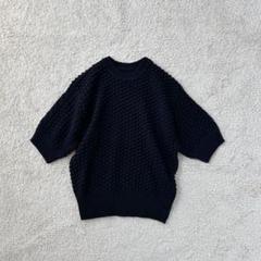 カットソー ポコポコ編み ニット 半袖 ドロップショルダー ボリュームスリーブ