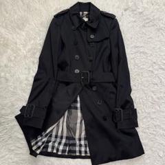 近年タグ　美品　バーバリーロンドン　ダブルトレンチコート　ノバチェック　黒