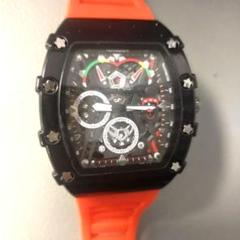 ✨ビビッドorange色 ♦an12835オクタゴン腕時計、新品稼働中