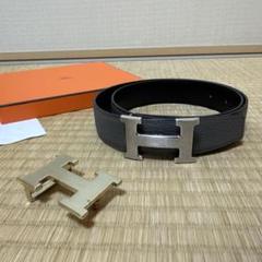 【極美品】エルメス ベルト コンスタンス リバーシブル 黒 シルバー 男女兼用 極美品】エルメス ベルト コンスタンス リバーシブル 青