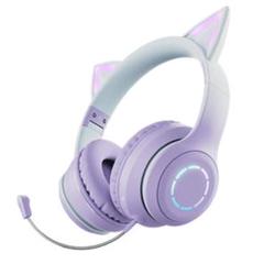 パープル ヘッドホン 猫耳 マイク Bluetooth マイク ワイヤレス 光るのサムネイル