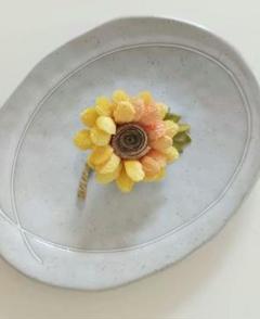 染め布花＊ミニひまわりのコサージュ