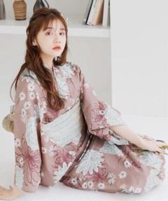 浴衣 【梅見月の菊ちらし】 2025 浴衣5点セット(ゆかた・帯・下駄・着付けマニュアル