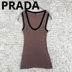 希少✨PRADA SPORT 細リブ　ボーダー　タンクトップ　イタリア製　M