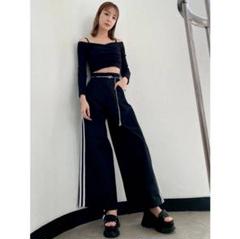 【極美品】GYDA ジェイダ H/W サイドライン ワイドチノパンツ ブラック