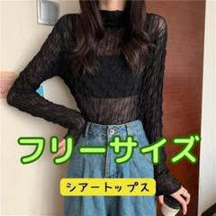 シアートップス シアータートル 重ね着 ハイネック 黒 カットソー 黒