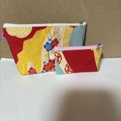 着物地リメイクポーチセット