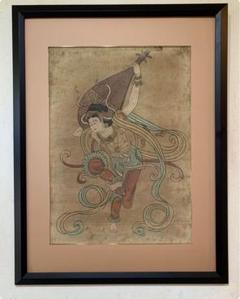 中国 王元珍 張京生 天女 1988 リトグラフ 仏画 中国画 額装