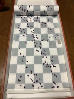 浴衣生地 グレーのチェック柄 12m