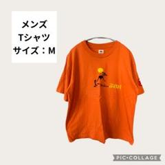 メンズ オレンジ 半袖Tシャツ 刺繍 サイズM 富士山 日本 - メルカリ