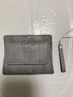 グレー ヘビ革 ミニ財布