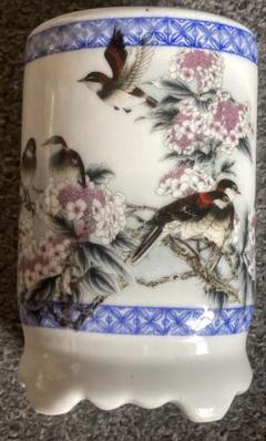 中国 大花瓶彩絵 人物 詩文高さ58cm