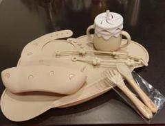【新品】ベージュ 雲型シリコンプレート お食事セット 離乳食 Berpy