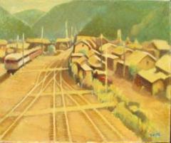 齊藤四郎,小田原風景,6号大,水彩,何かの小田原冊子の原画,作品集のおまけ付 小田原を描く作家，市展審査員，齊藤四郎，小田原風景，6号大