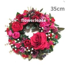 ❤真紅の薔薇の華やかでエレガントなフラワーリース 一点物 玄関リースのサムネイル