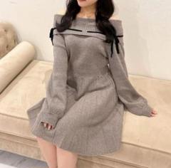 アンミール anmille Aラインミニワンピース 美品 AN MILLE アンミール リボンパールワンピース ミニ
