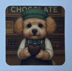 【とっても美味しいよ！チョコレート職人・マルプー】犬ステッカー　ハンドメイドのサムネイル