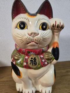 超特大　白猫　招き猫　まねきねこ　貯金箱
