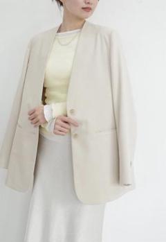 近年モデル 極美品 IENA ノーカラージャケット ツイルジャージノーカラー IENA（イエナ）の「ツイルジャージノーカラーブルゾン