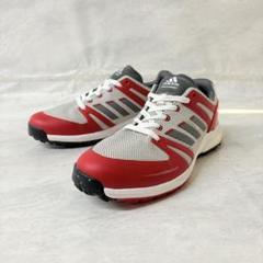 美品 adidas EQTスパイクレス ゴルフシューズ グレー/レッド