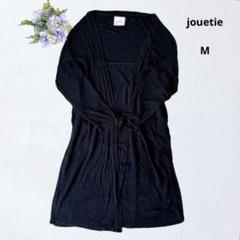 jouetie ロングカーディガン 異素材 切替 ブラック M ゆったり 大きめ