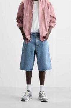 ZARA バギーショーツウォッシュドブルーストリートサイズ36