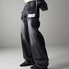ハイウエストダメージルーズストレート moussy - ハイウエストダメージルーズストレートデニムの通販 by