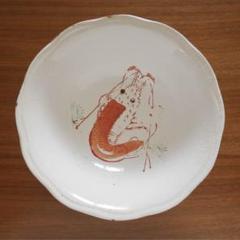 【レア品】【美品】台湾海老皿　エビ皿　ヴィンテージ食器　オーバル皿　レトロ食器 台湾 アンティーク食器 エビ皿 エビ柄 海老皿 蝦 ビンテージ