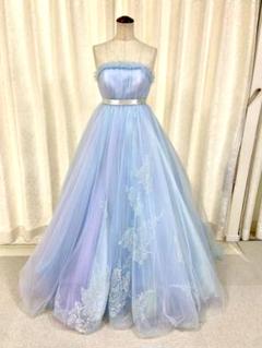 オーロラ　水色　 カラードレス　ウェディングドレス　バックリボン　結婚式 オーロラ 水色 カラードレス ウェディングドレス バックリボン