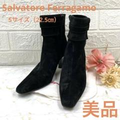 【美品】Salvatore Ferragamo　ショートブーツ　サイドジップ Salvatore Ferragamo◇サイドジップブーツ/UK6.5/BLK