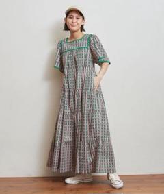 アフリカンプリントティアードワンピ アフリカンプリント