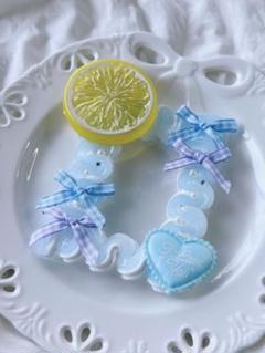 No.8水色♡フルーツホイップデコ　トレカケース