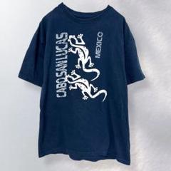 k764》Tシャツ 半袖カットソー トカゲ カジュアル 古着 個性的 ラフ