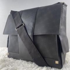 美品⭐️dunhil メッセンジャーバック ブラック レザー ナイロン　大容量 ダンヒル レザーメッセンジャーバッグ ショルダーバッグ 黒 斜