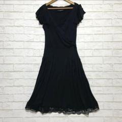 【prideglide】黒ワンピース（サイズ38）フリル袖 レース Aライン