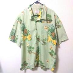 アロハシャツ XL パイナップル柄 ライトグリーン 半袖シャツ
