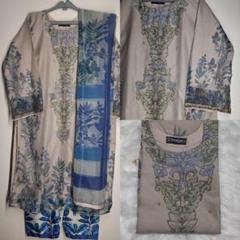 南アジア伝統 3点セットドレス（オーガンザ生地／シンプルデザインL〜サイズ