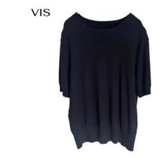 VIS 半袖サマーニットトップス　シンプルオフィスビジネス　ビス