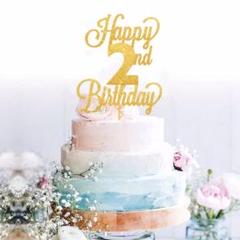 きらきらケーキトッパー★2歳 誕生日 ゴールド アクリル製 バースデーケーキ