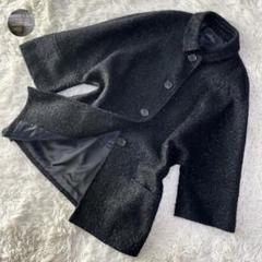 【美品】レキップヨシエイナバ コート ドルマン ラメ アルパカ モヘヤ混 黒 Mのサムネイル